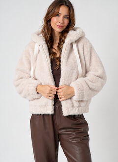Faux Fur Hooded Jacket With Zip