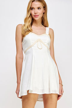 Braid Trim Linen Mini Dress