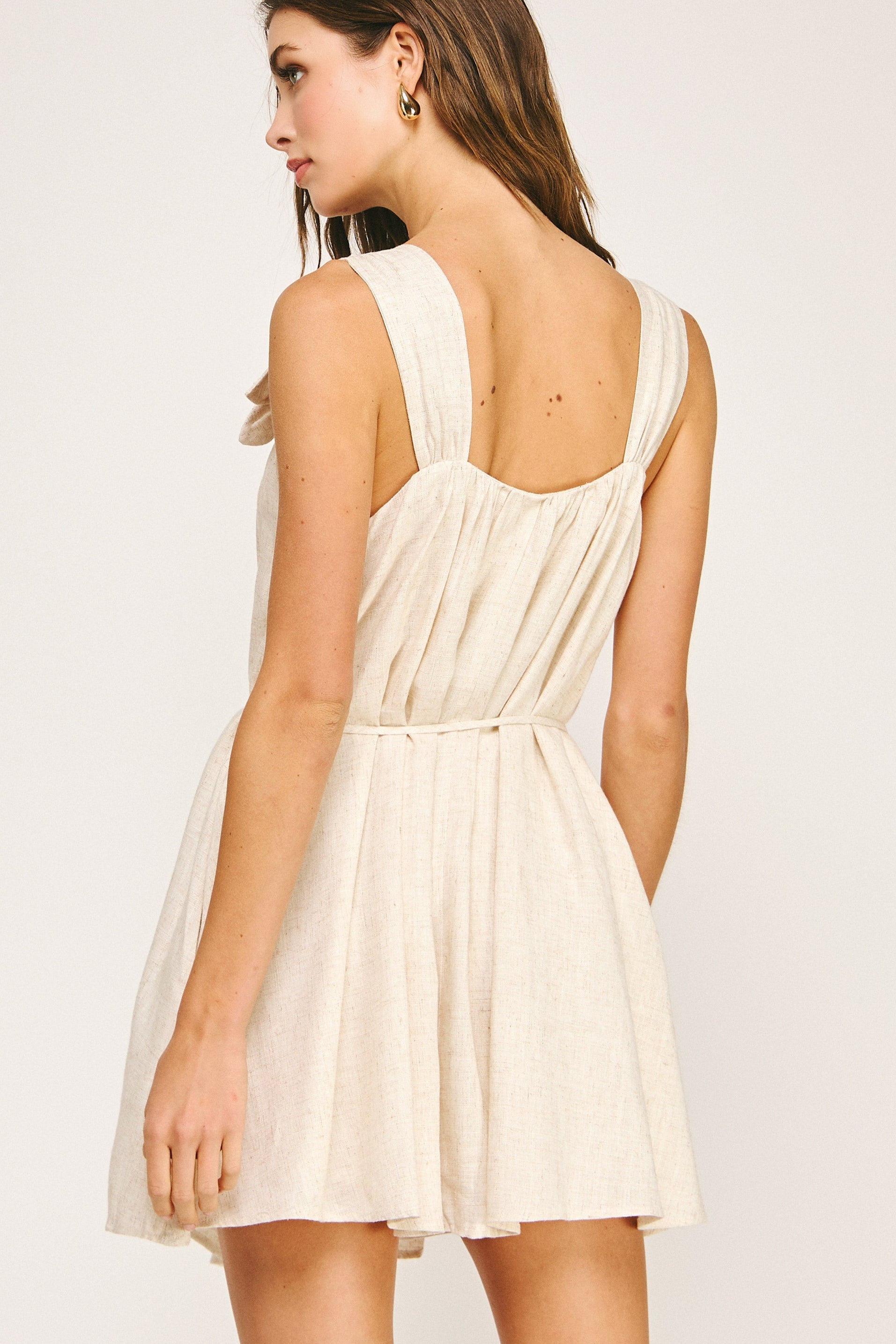 Linen Mini Dress - Oatmeal, Women's Dresses Collection