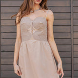 Stitch Bustier Mini Dress - Taupe, Women's Dress's Collection