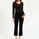 Daze - High Rise Crop Flare - black, womens jean collection