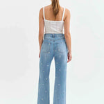 Daze - Far Out Jean - high waisted, straight leg, denim with mini daisys, womens jean collection 