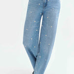 Daze - Far Out Jean - high waisted, straight leg, denim with mini daisys, womens jean collection 