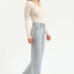 Daze - Studded Wide Leg - light denim, womens jean collection