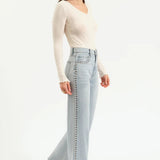 Daze - Studded Wide Leg - light denim, womens jean collection