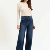 Daze - High Rise Wide Leg - dark denim, womens jean collection
