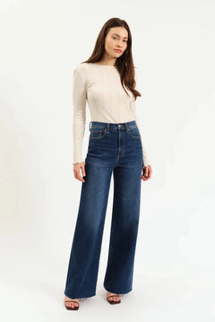 Daze - High Rise Wide Leg - dark denim, womens jean collection