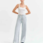 Daze - Madison Mid Rise Wide Leg - light denim, womens jean collection