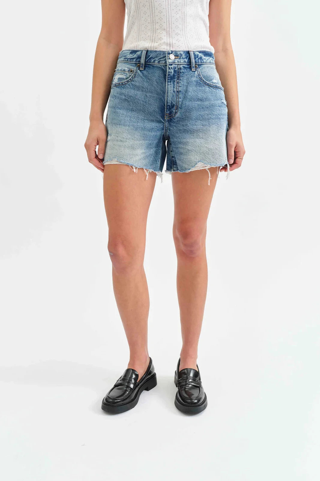 Daze - Crossroads Short - Medium Denim, high waisted, Women's denim short collection 