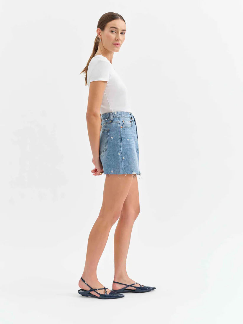 Daze - Denim Skirt - mini skirt, denim with small daisys, womens skirt collection