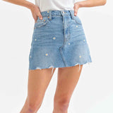 Daze - Denim Skirt - mini skirt, denim with small daisys, womens skirt collection