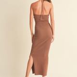 Ruched Detail Halter Neck Long Dress