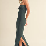 Ruched Detail Halter Neck Long Dress