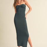 Ruched Detail Halter Neck Long Dress