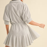 Striped Pattern Buttondown Shirt Dress