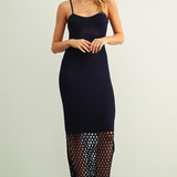 Net Pattern On Bottom Knitted Dress