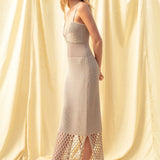 Net Pattern On Bottom Knitted Dress