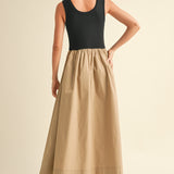 Ribbed Top Woven Skirt Combo Dress