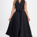 Sleeveless Tie Poplin Dress - black, womens dresses collection