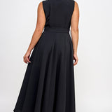 Sleeveless Tie Poplin Dress - black, womens dresses collection