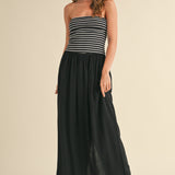 Stripe Rib Top With Linen Dress