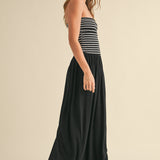 Stripe Rib Top With Linen Dress