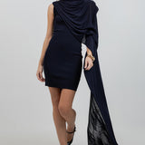 Sleeveless Mini Dress With Cape