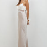 Satin Maxi Dress With Lace Insert