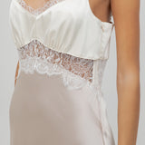 Satin Maxi Dress With Lace Insert