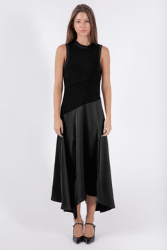Knit Satin Sleeveless Midi Dress