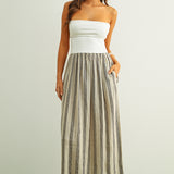 Stripe Pattern Knit With Rib Top Combo Dress