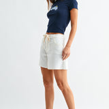 Just Black - Tie Waist Longer Short
