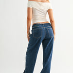 Just Black - Studded Drawstring Wide Leg - dark denim, womens jeans collection