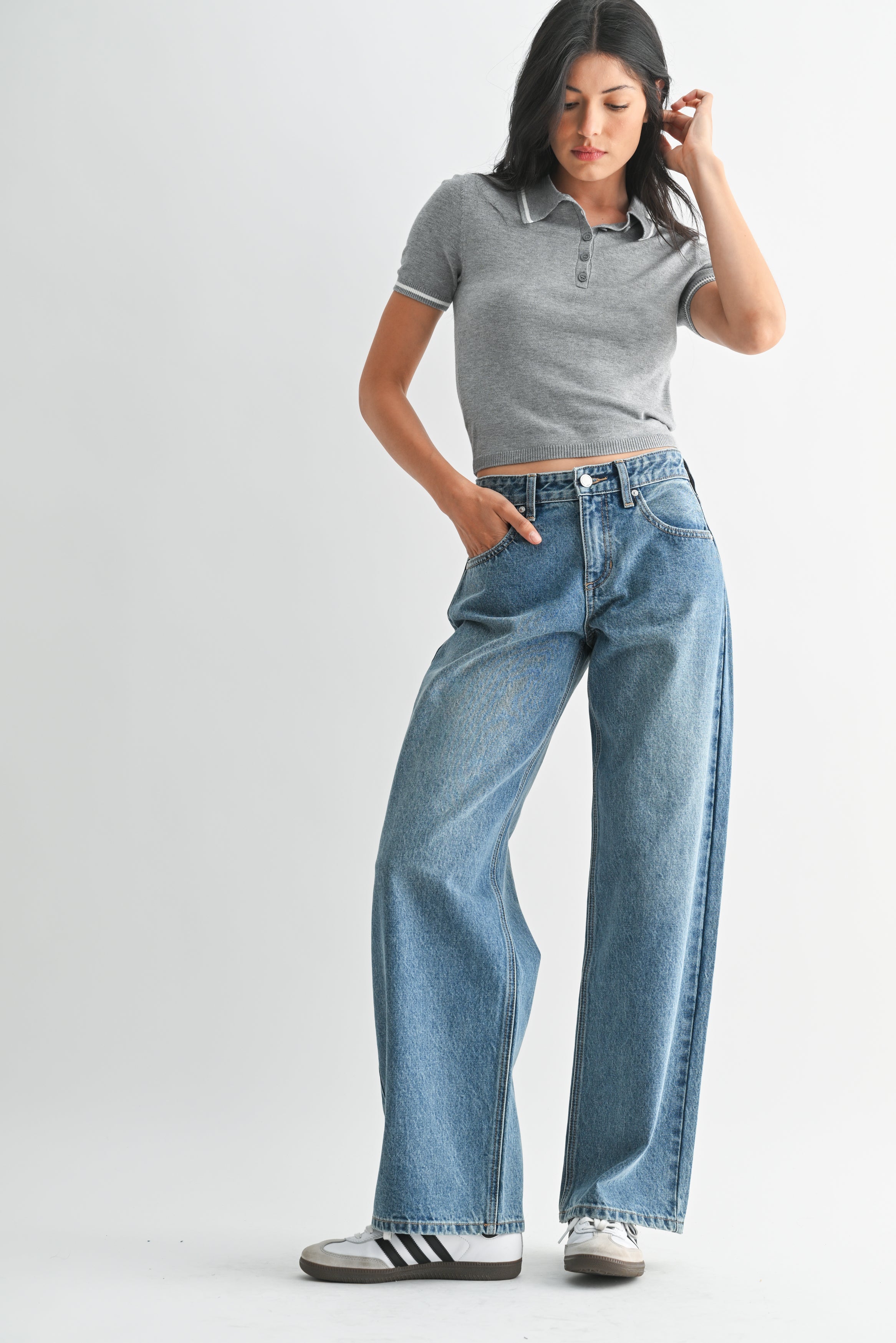 Just Black - Baggy Wide Leg - Medium Denim, Women's Jeans Collection
