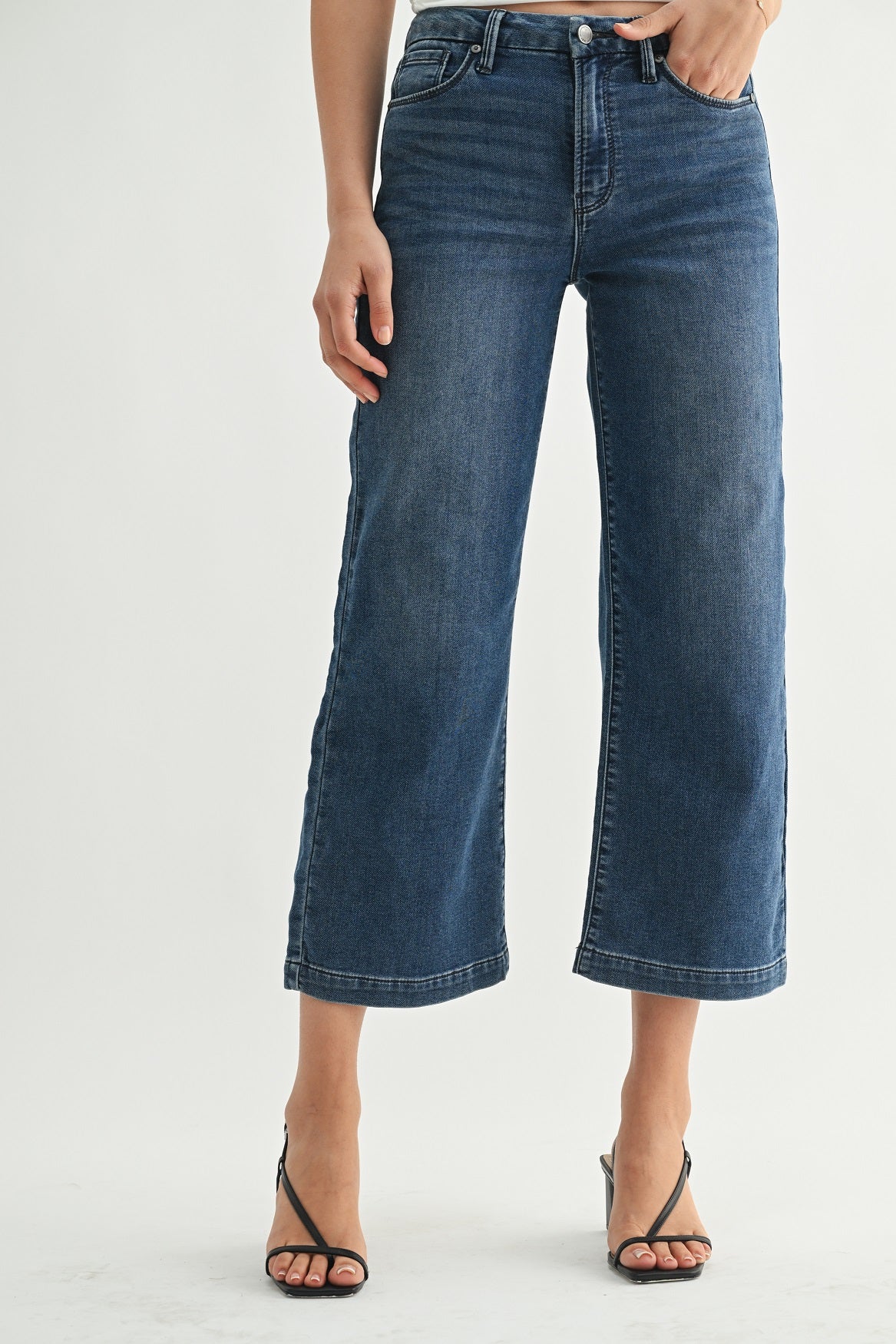 Just Black - Cropped Wide Sweat Jean - dark denim
