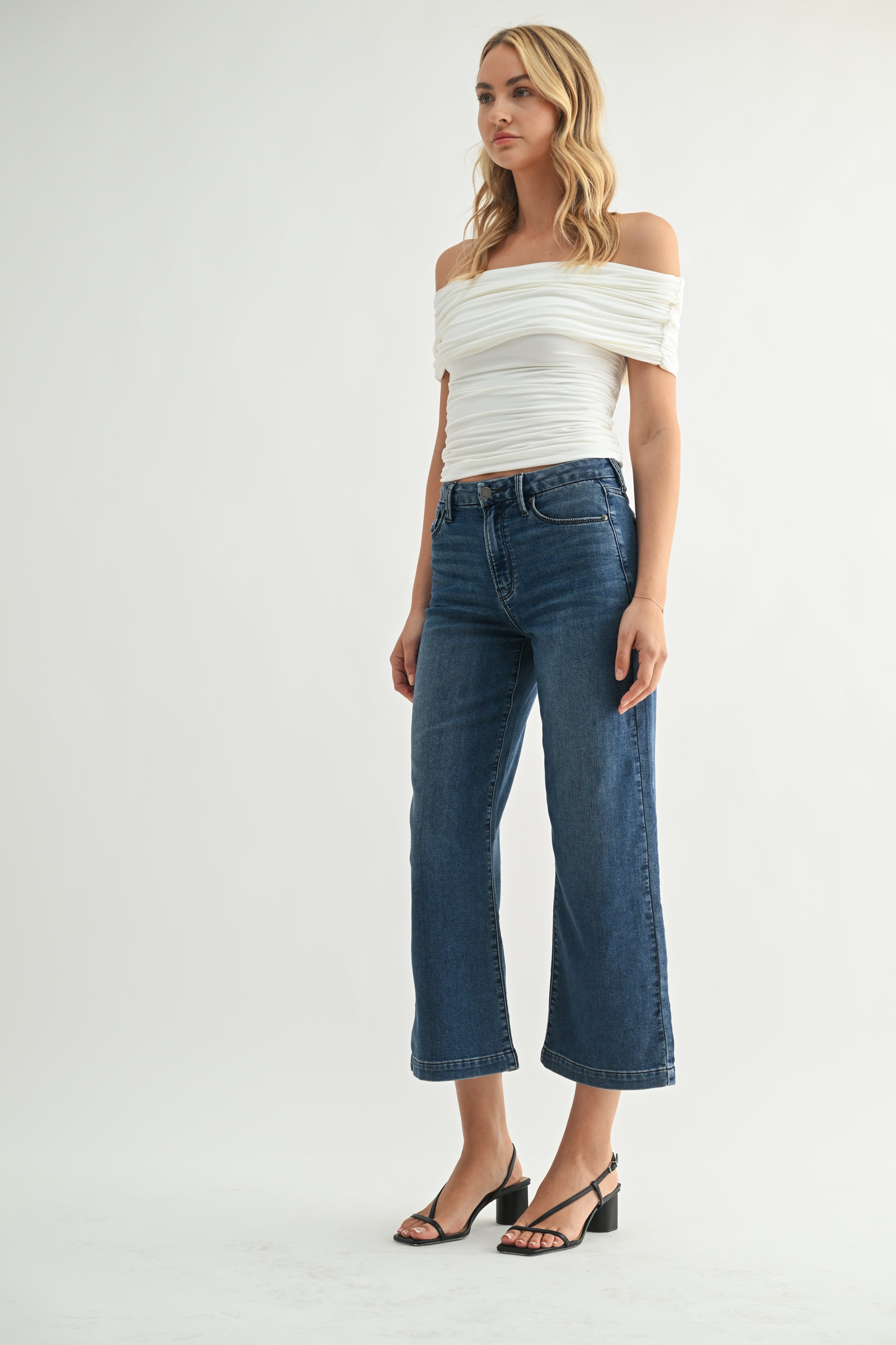 Just Black - Cropped Wide Sweat Jean - dark denim