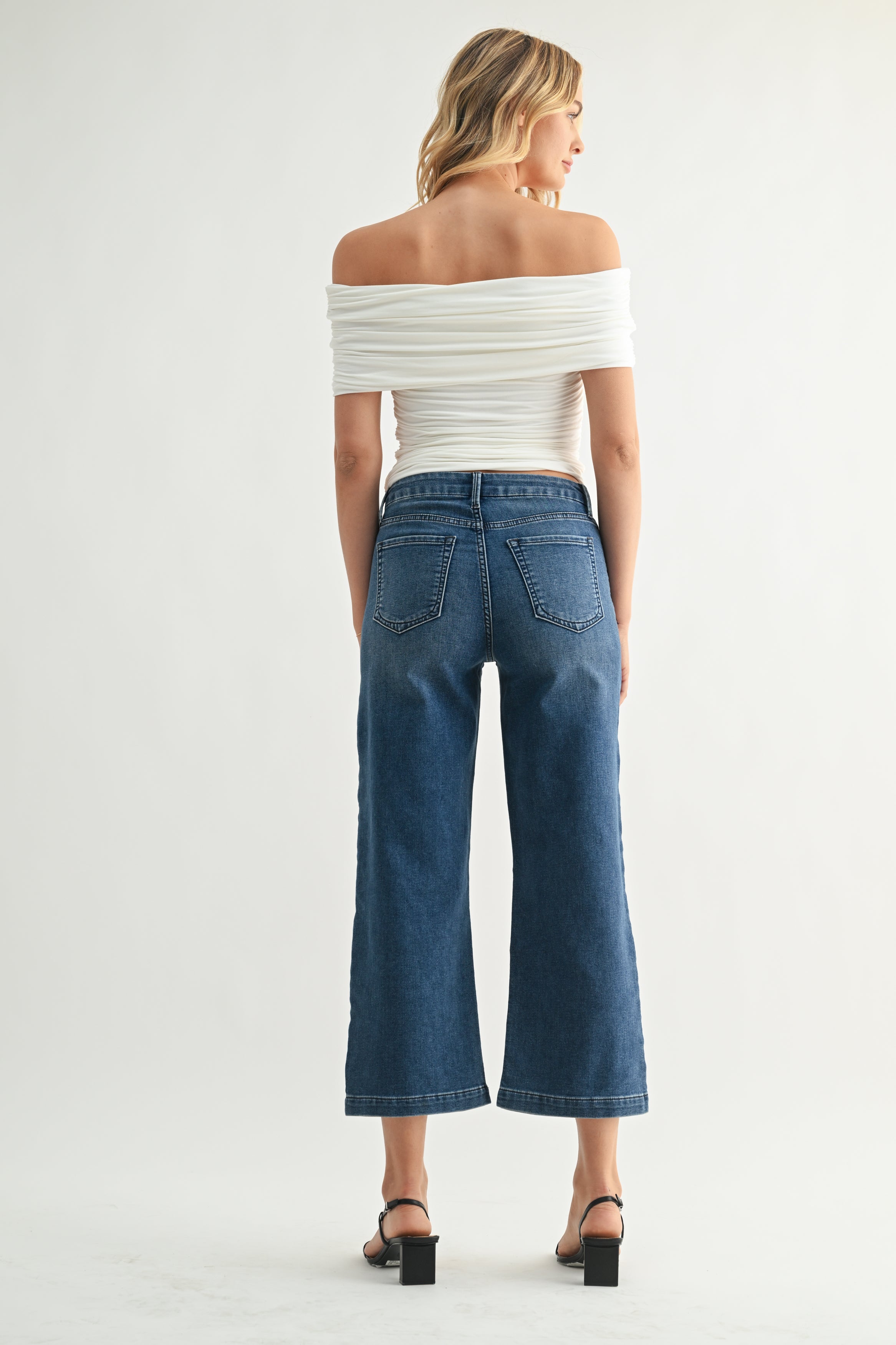Just Black - Cropped Wide Sweat Jean - dark denim