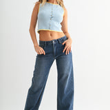 Just Black - Slim Wide Leg Sweat Jean - dark denim, womens jean collection