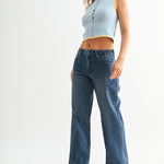Just Black - Slim Wide Leg Sweat Jean - dark denim, womens jean collection