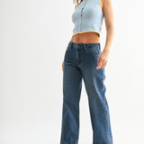 Just Black - Slim Wide Leg Sweat Jean - dark denim, womens jean collection