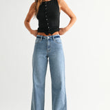 Just Black - Slim Wide Leg Sweat Jean - medium denim, womens jean collection