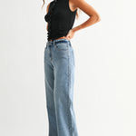 Just Black - Slim Wide Leg Sweat Jean - medium denim, womens jean collection