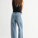 Just Black - Slim Wide Leg Sweat Jean - medium denim, womens jean collection