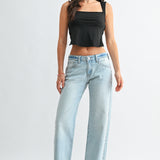 Just Black - Low Rise Studded Baggy Jean