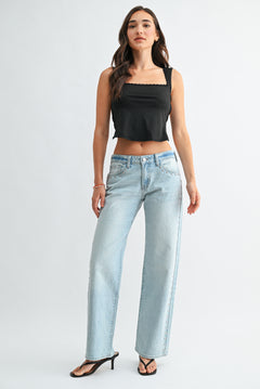 Just Black - Low Rise Studded Baggy Jean