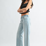Just Black - Low Rise Studded Baggy Jean