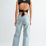 Just Black - Low Rise Studded Baggy Jean