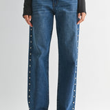 Just Black - Low Rise Studded Baggy Jean