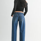 Just Black - Low Rise Studded Baggy Jean