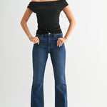 Just Black - Mid Rise Flare - dark denim
